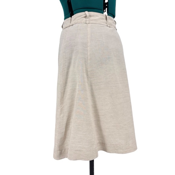 Part Two Beige A-Line Embroidered Detail Linen-Blend Knee Length Skirt, 8 - Picture 8 of 16